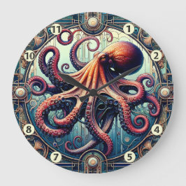 Octopus Art Deco Große Wanduhr