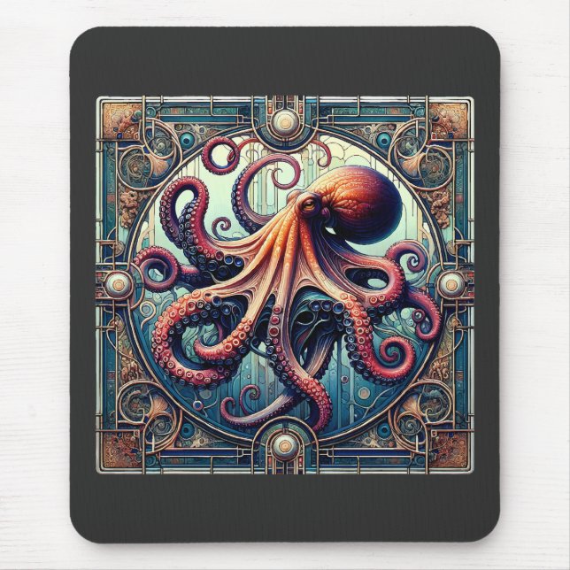 Octopus Art Deco Mousepad (Vorne)