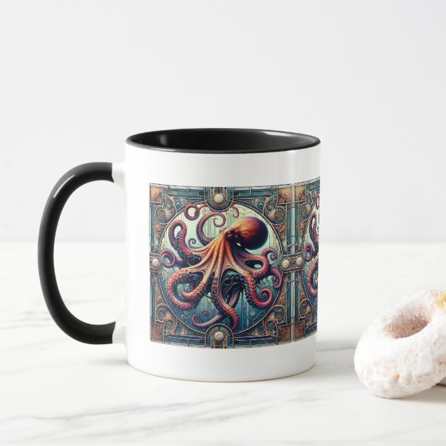 Octopus Art Deco Tasse (Mit Donut)