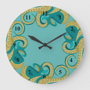 Octopus Art Große Wanduhr