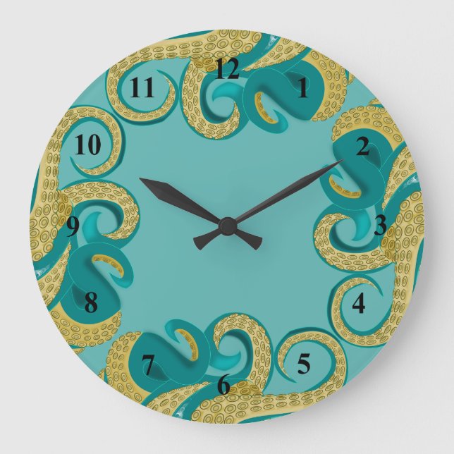 Octopus Art Große Wanduhr (Vorderseite)