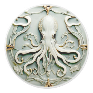 Octopus Art Nouveau Imitats Relief Antique Mini Keramikknauf