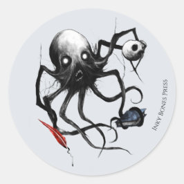 Octopus-Aufkleber - Inky Bones Press Runder Aufkleber