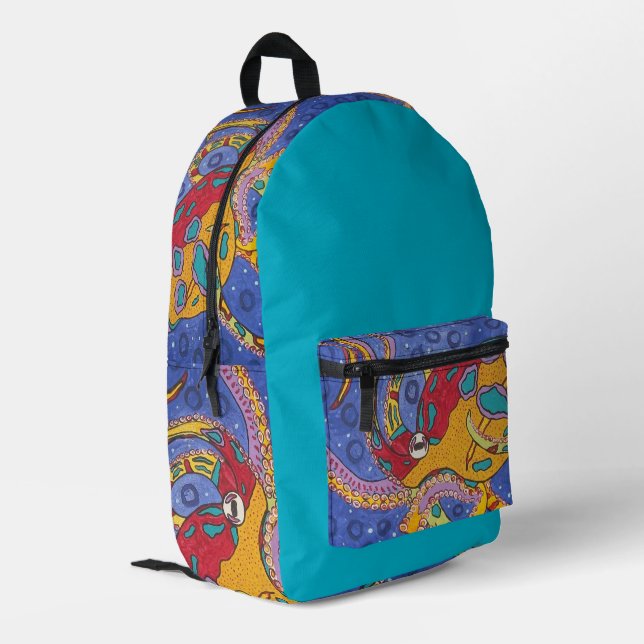 Octopus Back Pack Bag Bedruckter Rucksack (Rückseitige Ecke links)