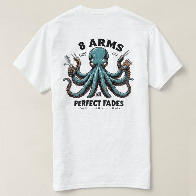 Octopus Barber T - Shirt - 8 Arme für perfekte Fad (Design Rückseite)