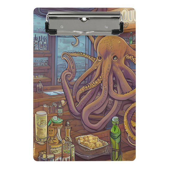 Octopus-Barkeeper Mini Klemmbrett (Vorderseite)
