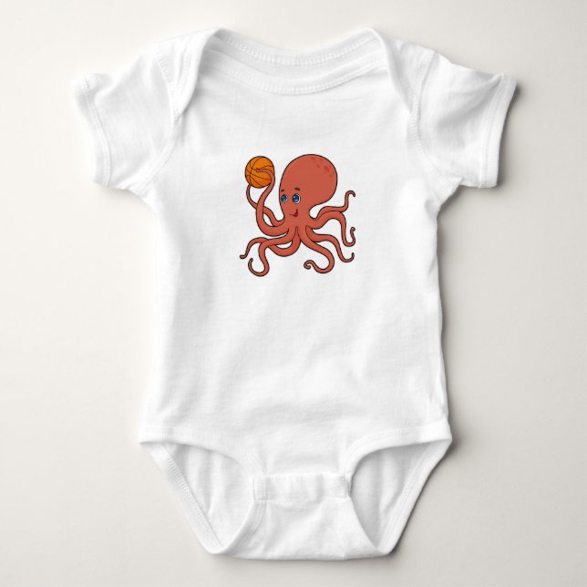 Octopus Basketball-Spieler Basketball Baby Strampler (Vorderseite)