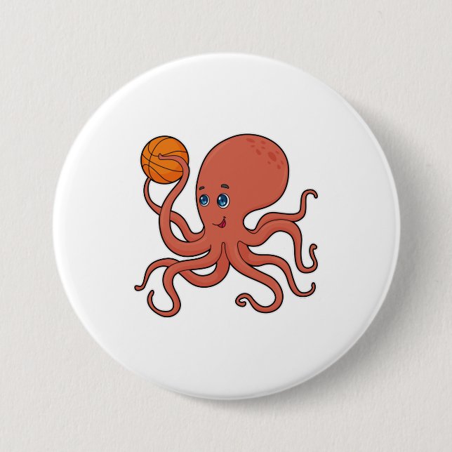 Octopus Basketball-Spieler Basketball Button (Vorderseite)