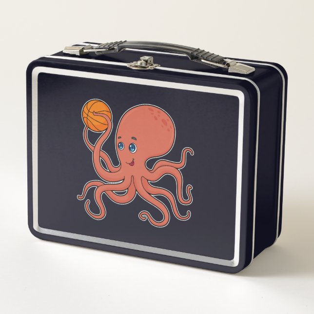 Octopus Basketball-Spieler Basketball Metall Brotdose (Vorderseite)