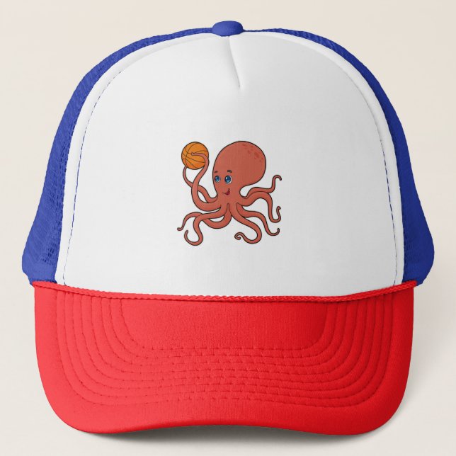 Octopus Basketball-Spieler Basketball Truckerkappe (Vorderseite)