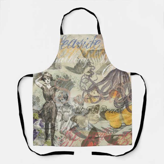 Octopus Beach Antique Coastal Steampunk Schürze (Vorderseite)