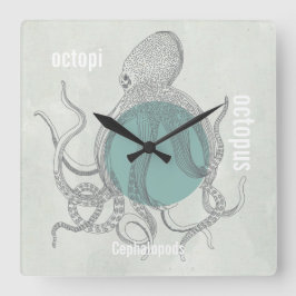 Octopus Beach House oder Meeresbiologe Quadratische Wanduhr