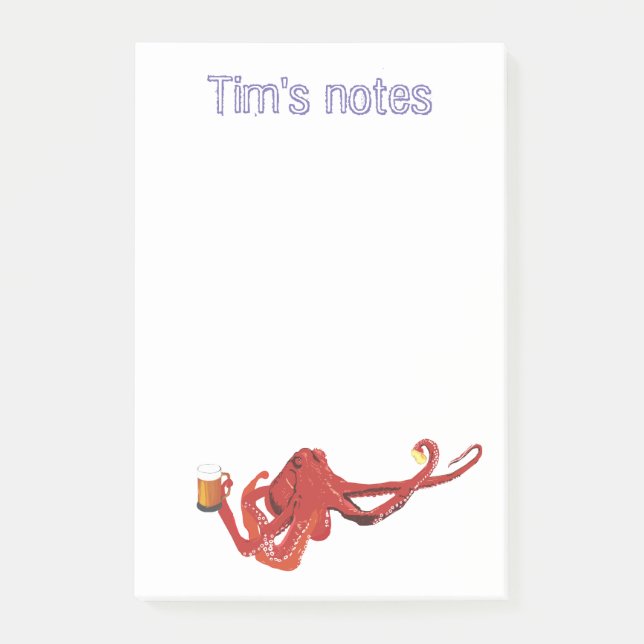 Octopus Beer Love Custom Post-it Klebezettel (Vorderseite)