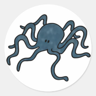 Octopus Blue Runder Aufkleber
