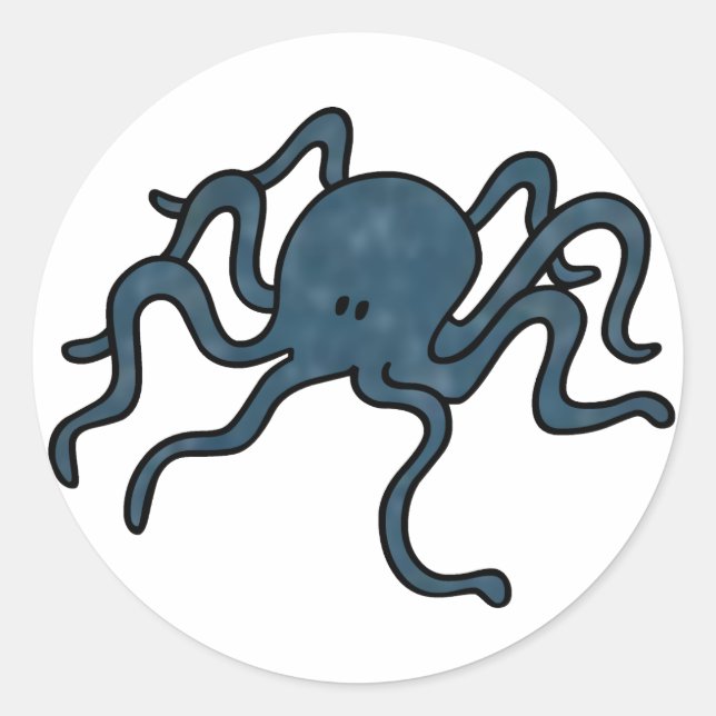 Octopus Blue Runder Aufkleber (Vorderseite)
