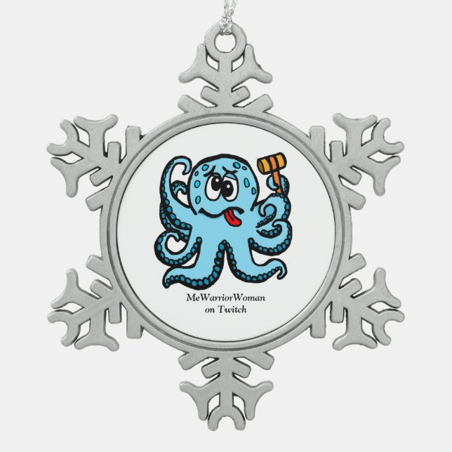 Octopus Bonk, MeWarriorFrau auf Twitch Schneeflocken Zinn-Ornament (Vorderseite)