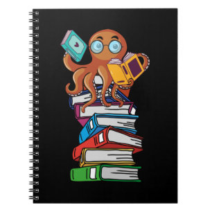 Octopus Book Reading Kraken Library Spaß Reader Notizblock