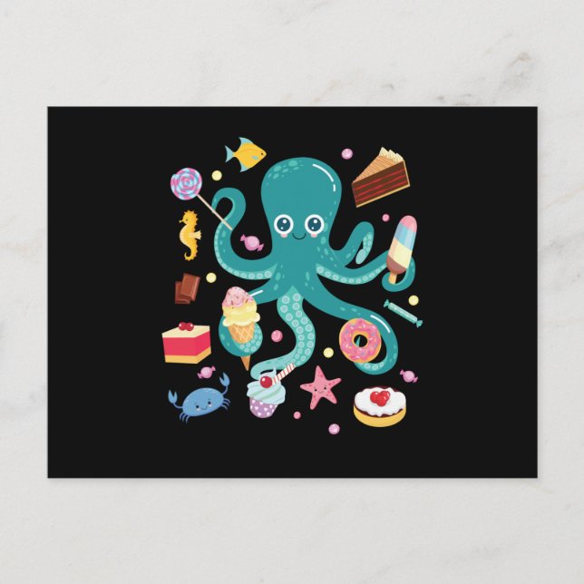 Octopus Cake Tintenfisch Postkarte (Vorderseite)