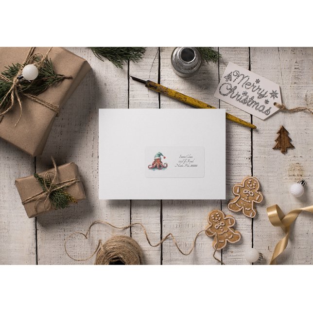 Octopus Christmas Joy, Brauch Adressaufkleber (Von Creator hochgeladen)