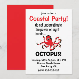 Octopus Coastal Party Funny Octopus Einladung