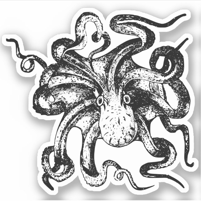 Octopus Contour Stickers Aufkleber (Vorderseite)