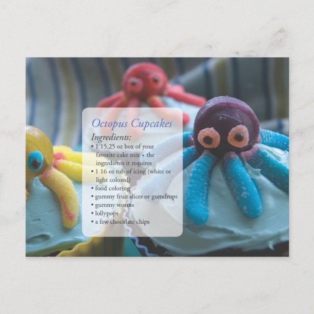 Octopus Cupcakes Rezept Karte Postkarte (Vorderseite)