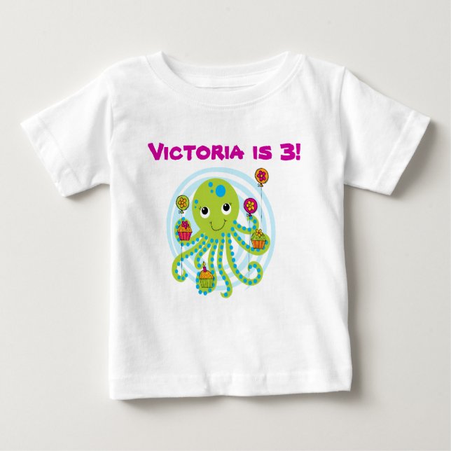 Octopus Customizable Birthday T - Shirt (Vorderseite)
