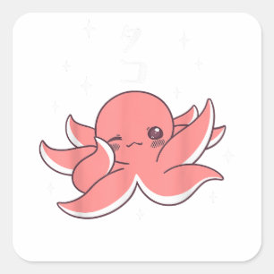 Octopus Dabbing Japanisch Kawaii Niedlich Funny Quadratischer Aufkleber