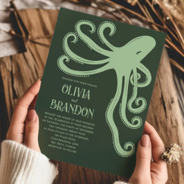 Octopus Deep Sea Stilisierte moderne Hochzeit Einladung