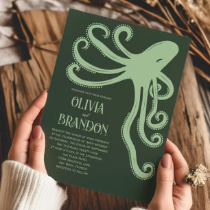 Octopus Deep Sea Stilisierte moderne Hochzeit Einladung