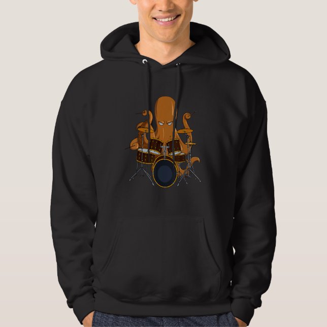 Octopus Drummer Funny Drummer Musik Hoodie (Vorderseite)