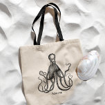 Octopus Embrace | Personalisierter Name Tragetasche<br><div class="desc">Vintage Oktopus-Tüten nach Kundenwunsch.</div>