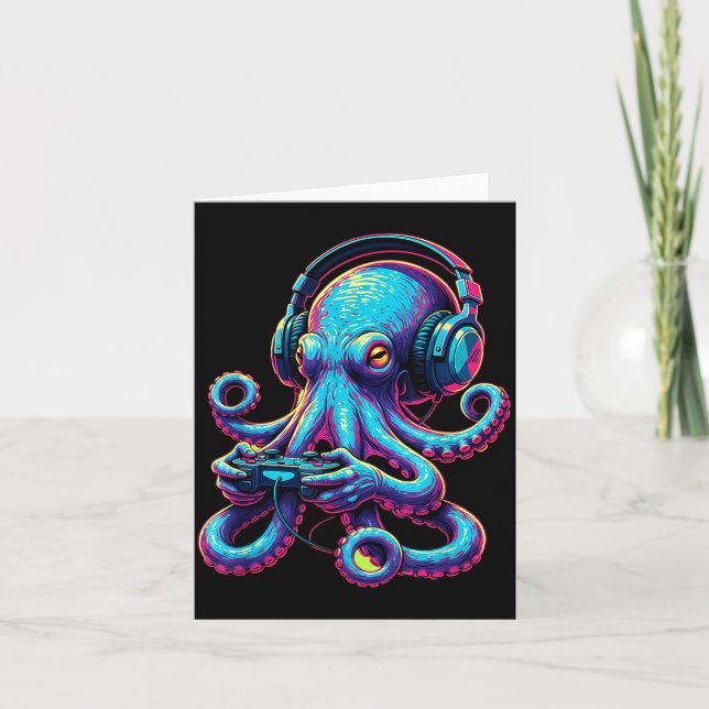 Octopus Gaming Animal Video Games Funny Octopus  Karte (Vorderseite)