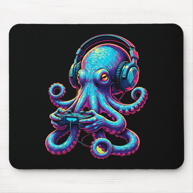Octopus Gaming Animal Video Games Funny Octopus  Mousepad (Vorne)