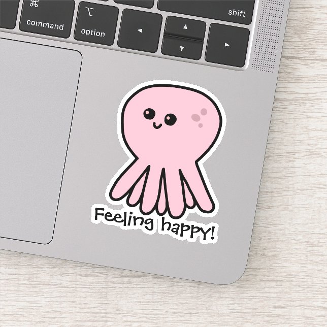 Octopus Gefühl Happy Pink Mood Aufkleber (Detail)