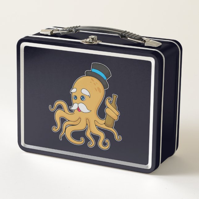 Octopus Gentleman Hat Metall Brotdose (Vorderseite)