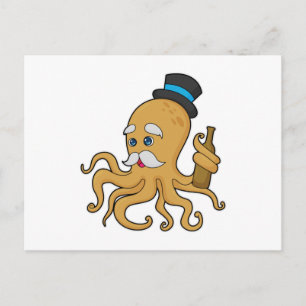 Octopus Gentleman Hat Postkarte