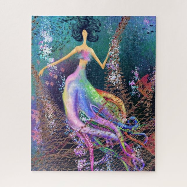 Octopus Girl - Kunst Zeichnend - Abstrakte Ozeanfr (Vertikal)