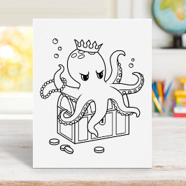 Octopus Guarding Schatztruhe Brustfärbungsseite Poster