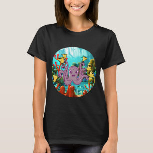 Octopus Handbell Ringer im Meer (Kreisgestaltung) T-Shirt