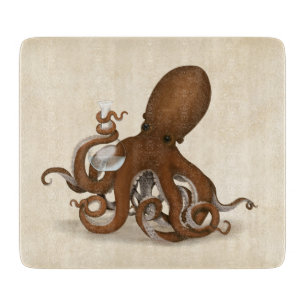 Octopus Holding Chemistry Flask Marine Science Schneidebrett