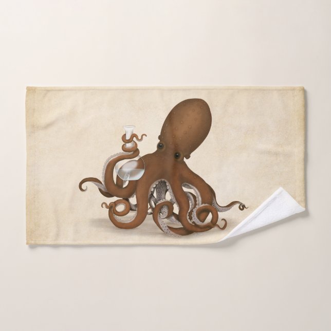 Octopus Holding Glass Flasche Chemie Steampunk Badhandtuch Set (Handtuch)