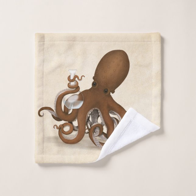 Octopus Holding Glass Flasche Chemie Steampunk Waschlappen (Waschlappen)