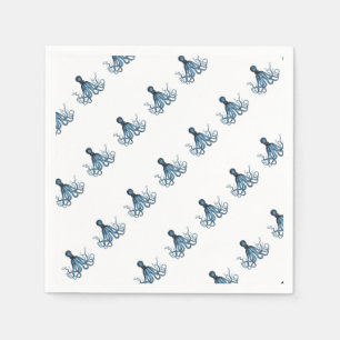 Octopus kraken nautischer Küstenstrand blau Serviette