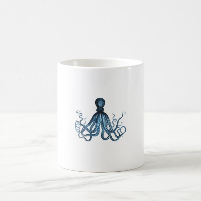 Octopus kraken nautischer Küstenstrand Kaffeetasse (Mittel)