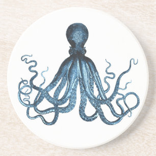 Octopus kraken nautischer Küstenstrand Meer Sandstein Untersetzer