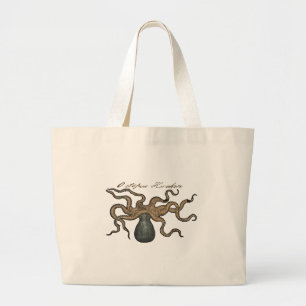 Octopus Kraken Vintag Illustration Jumbo Stoffbeutel