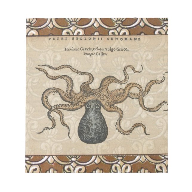 Octopus Kraken Vintag Illustration Notizblock (Vorderseite)