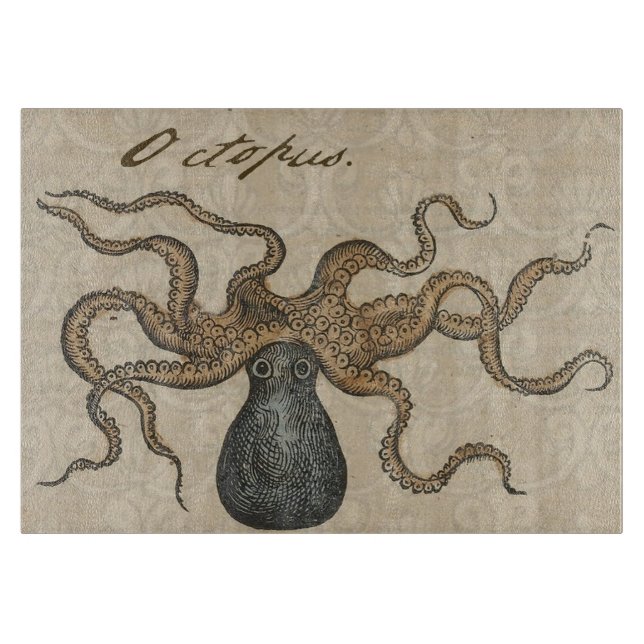 Octopus Kraken Vintag Illustration Schneidebrett (Vorderseite)