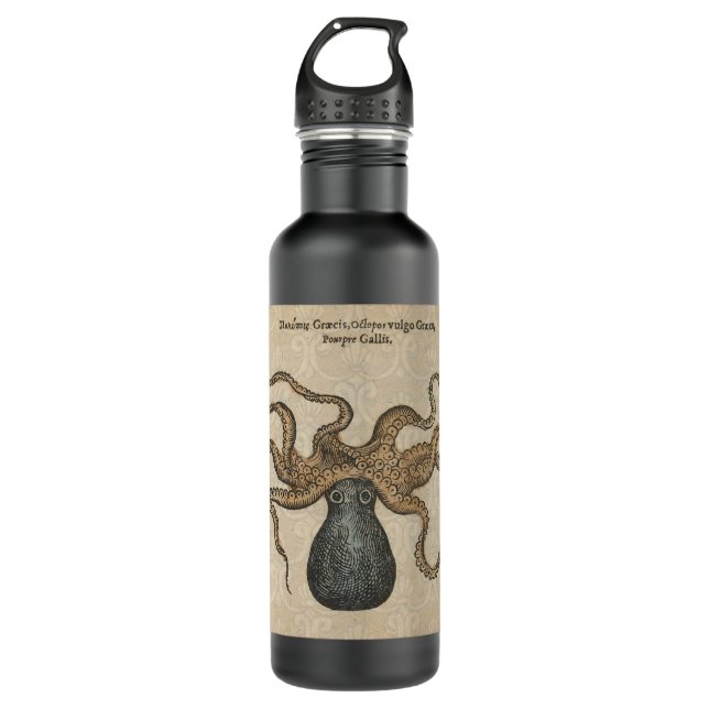 Octopus Kraken Vintag Illustration Trinkflasche (Vorderseite)